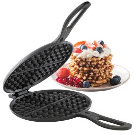 Megachef 6.7 Inch Round Cast Iron Pie Iron Outdoor/Camping Cookware with Long Handle